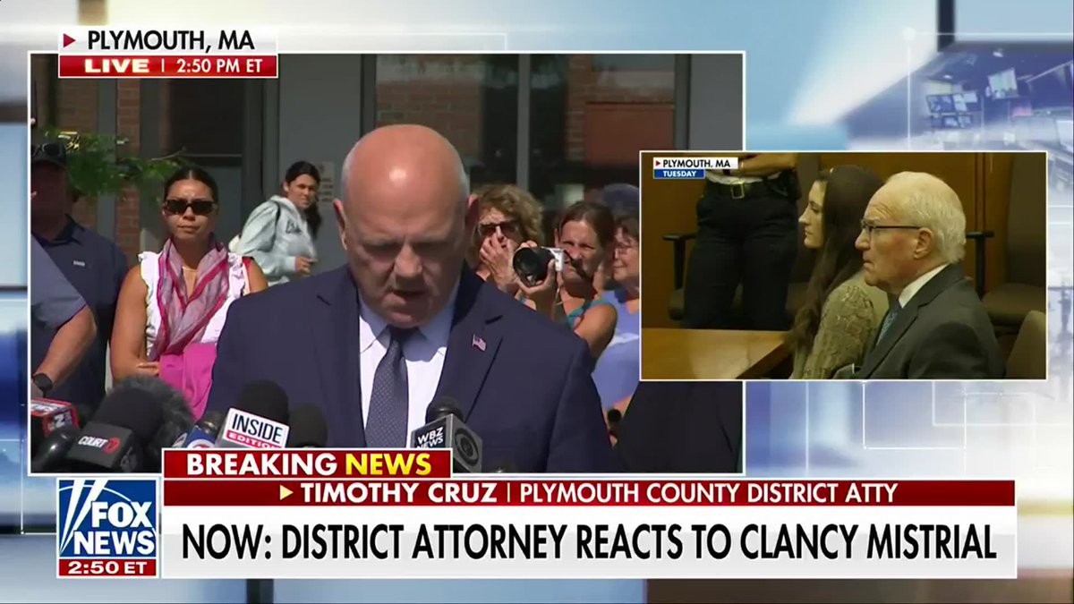 BREAKING: Plymouth County DA Timothy Cruz says the prosecution remains focused on seeking justice for the 3 murdered Clancy children: "Our priority has always been to fight for Cora, for Dawson, and for Callan." "The noise in this case may be louder than it is for other prosecutions in our county, but we have treated it the same as any other case." "Children were murdered, and it's our job to seek justice."