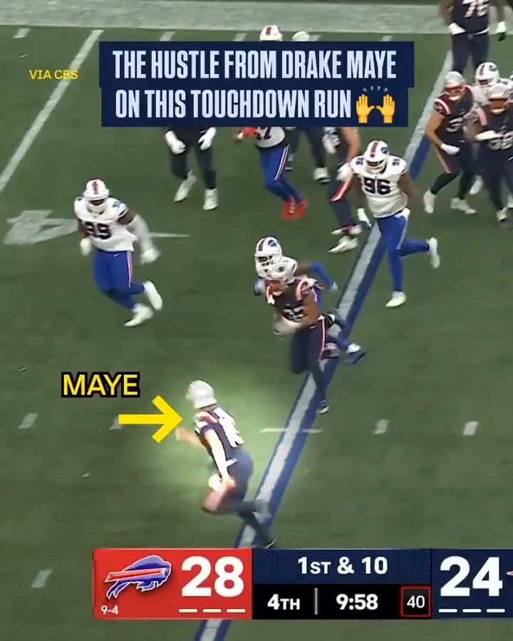 Drake Maye was FLYING downfield to throw this block. 😤