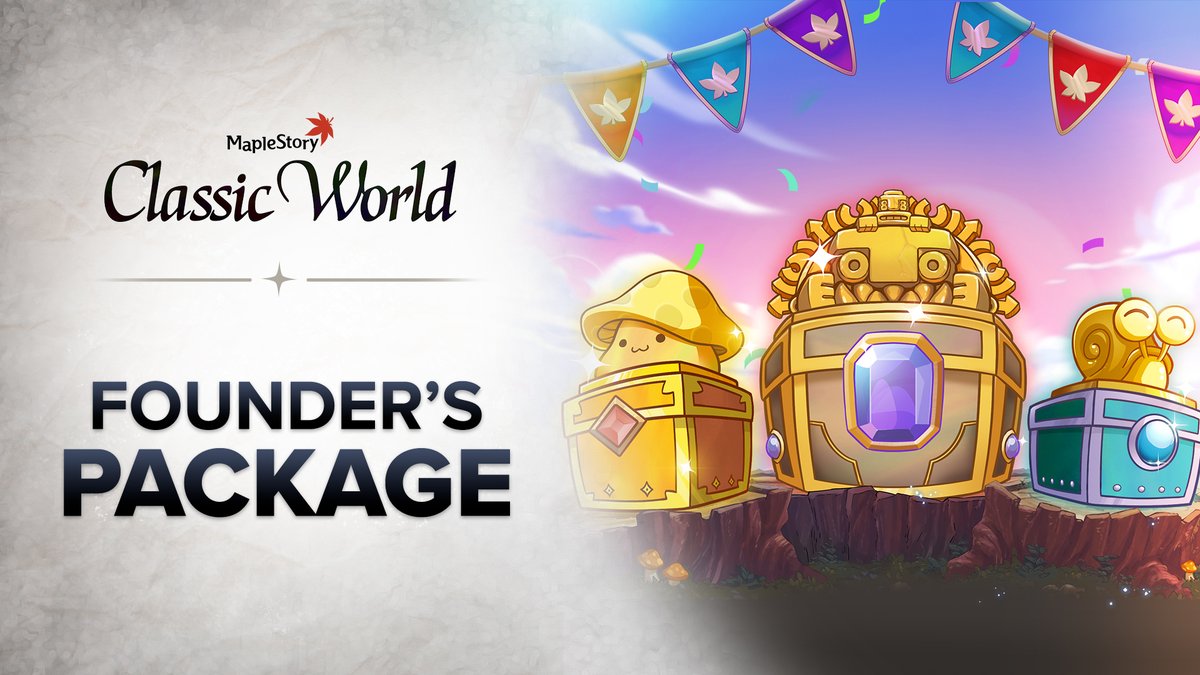 Global MapleStory Classic World is having their grand launch on October 21, 2026! 🎉 To celebrate, Founder’s Packages are available now through October 14. Choose from three tiers, each featuring exclusive, limited-edition cosmetic items, and get ready to begin your adventure in Classic World. Secure your Founder’s Package before the sale ends! Learn more ➡️