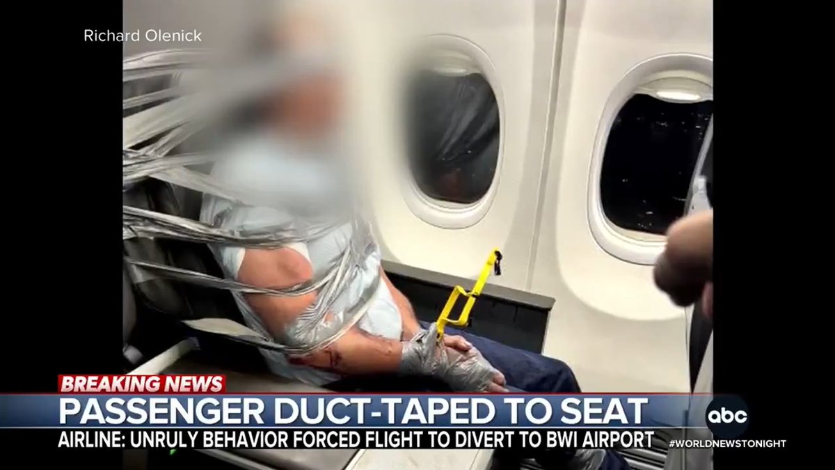 A passenger accused of being unruly on an American Airlines flight was duct-taped to the seat with hands tied as the plane diverted to Baltimore. Pierre Thomas has the latest on the FBI's investigation.