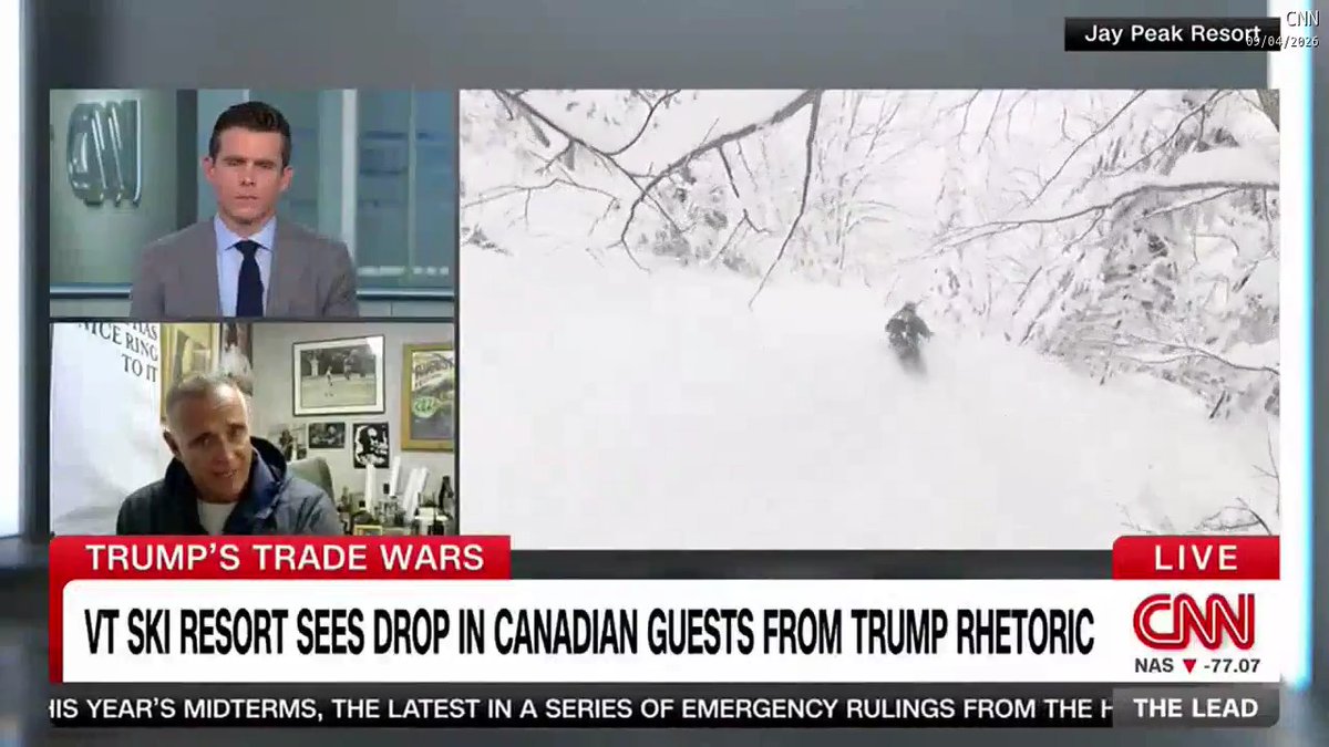 Jay Peak resort in Vermont saw a 35% decrease in visitors from Canada year over year. Jay Peak CEO: you can have a conversation with Canadians about disappointment but more difficult to have a discussion with people when they're angry.