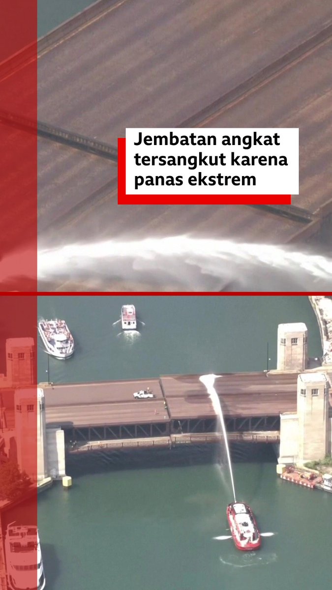 Sebuah jembatan di pusat kota Chicago, AS, macet dalam posisi terangkat selama berjam-jam pada hari Rabu (02/09) lalu. Jembatan ini mengalami masalah karena cuaca panas ekstrem, kata Departemen Transportasi Chicago.