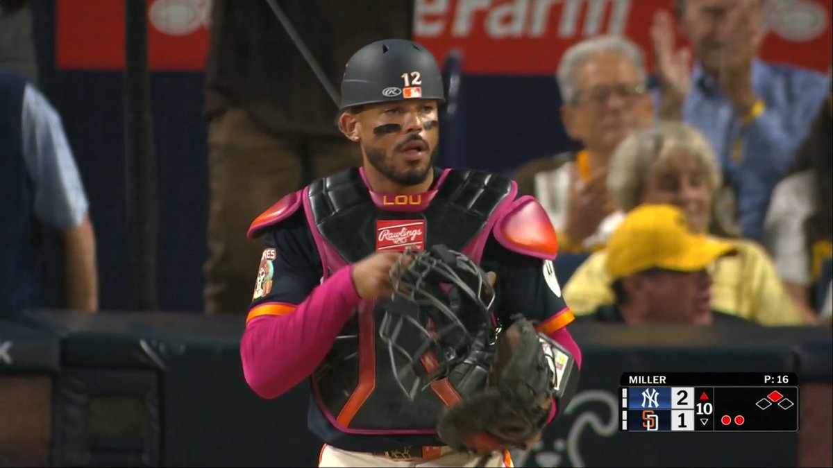 Luis Campusano thwarted THREE stolen base attempts on the same night he hit a walk-off home run 😳 (MLB x Travel Texas)