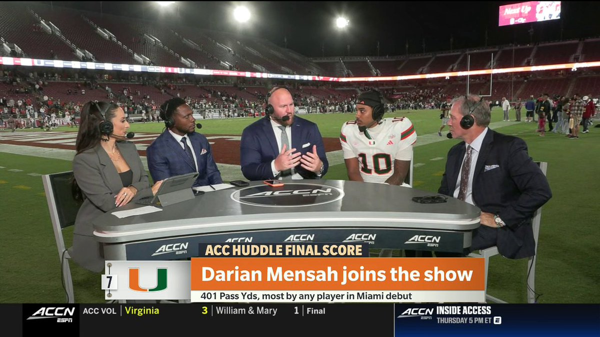 “It was a little bit personal for me coming back to California … It’s just a huge blessing to be the Canes quarterback and to come back and ball in front of my family.” Darian Mensah threw for 401 yards and 5 touchdowns in his Miami Hurricanes Football debut 🔥