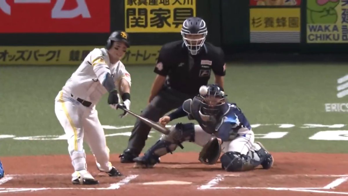 両リーグ最速&キャリア初の100打点到達㊗️ 福岡ソフトバンク 栗原陵矢 選手のタイムリー2ベースヒット👏