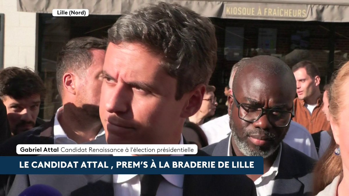 🔴 🗣 "Je suis convaincu que la France a vocation à rester indépendante, non-alignée (...) entre le RN et moi, il y a deux visions totalement différentes de la France, des relations internationales et de l'Europe", assure Gabriel Attal, depuis la braderie de Lille. #canal16