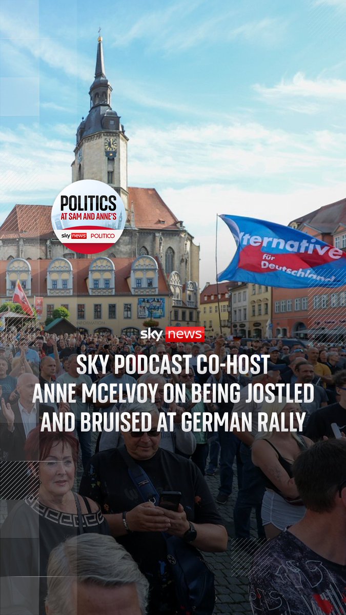 The AfD candidate in the German state of Saxony-Anhalt is on track for victory - and it would be the biggest win for a far-right party in the country since before the Second World War. anne mcelvoy, POLITICO's executive editor and co-host of the Politics at Sam and Anne's podcast, describes her experience of being manhandled at one of their rallies in Germany to Sam Coates Sky. 🎧