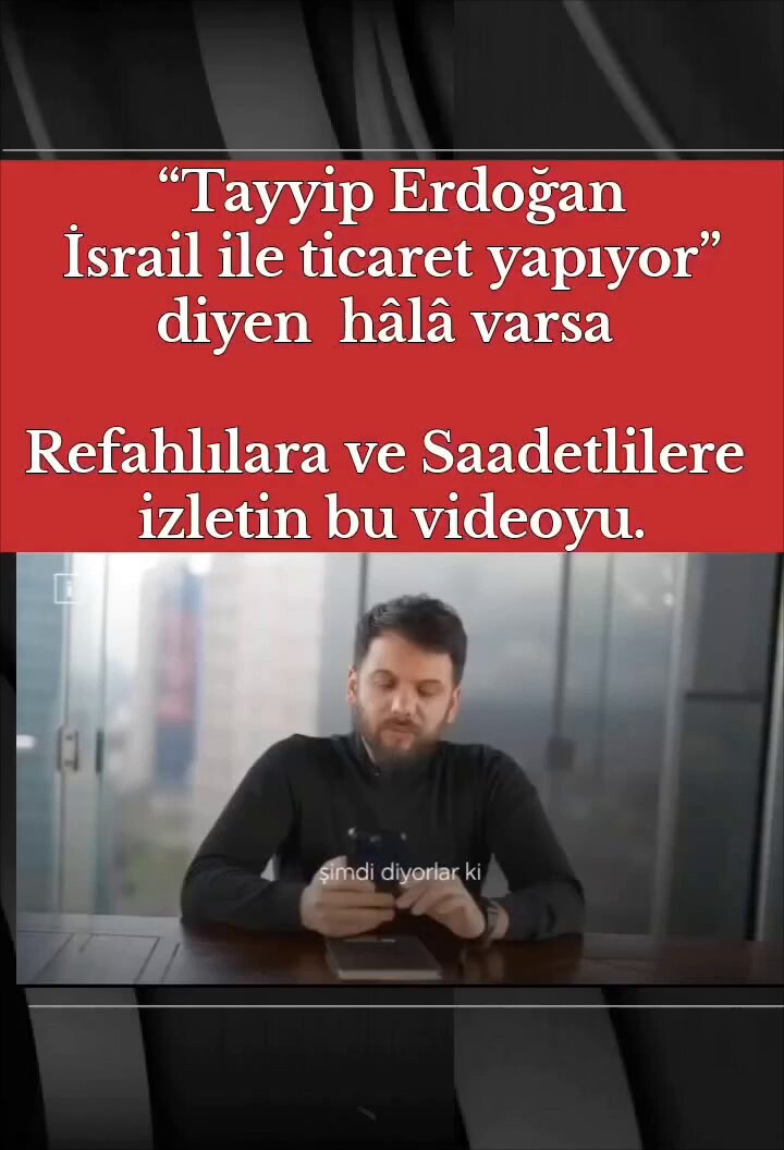 Aklım aklımı almıyor ! Yahu bunlar ne yobaz insanlar ! Saadetlisi, YRP'lisi, CHP'lisi, YP'lisi... Her ağızlarını açışta, ama iktidar İsrail'le ticareti yapıyor! Ulan iktidar kadar taş düşsün başınıza ! Siz Gazze'den, Gazze'liden yana mısınız, İsrail'den yana mı🤔⁉️