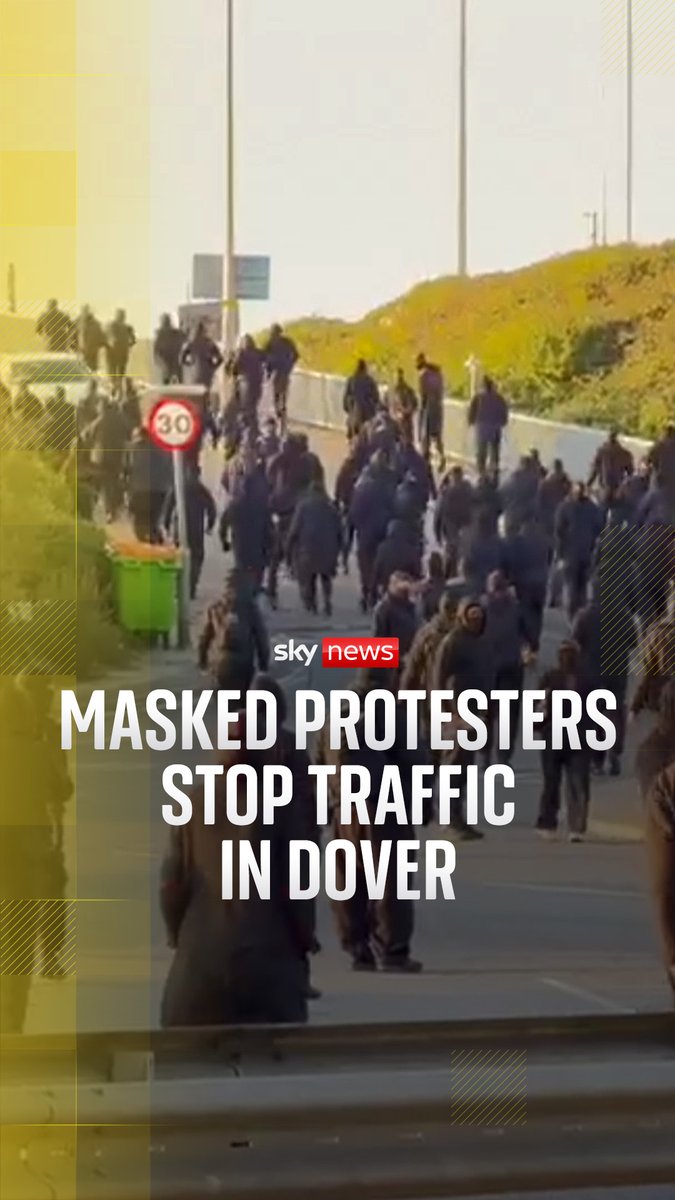 Masked men have been pictured on the streets of Dover on Saturday morning. Kent Police said they have not received any reports of violent incidents and are talking to demonstrators. 🔗