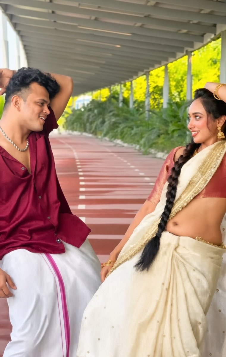 Telugu girl on mallu saree 😍