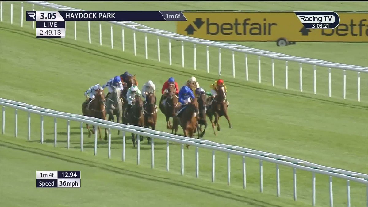 Not many £100,000 handicaps won like this! Aegean Prince is different class on handicap debut in the Betfair Exchange Old Borough Cup in a treble for William Buick Haydock Park Races