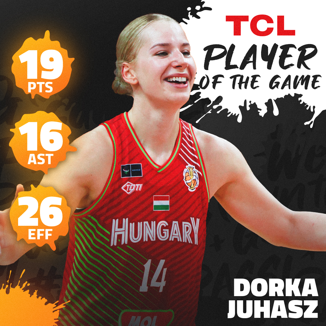 DORKA TIME 🇭🇺 💚 Dorka Juhasz secures Hungary's first World Cup win in 28 years, dropping 19 PTS and 16 REB! #FIBAWWC