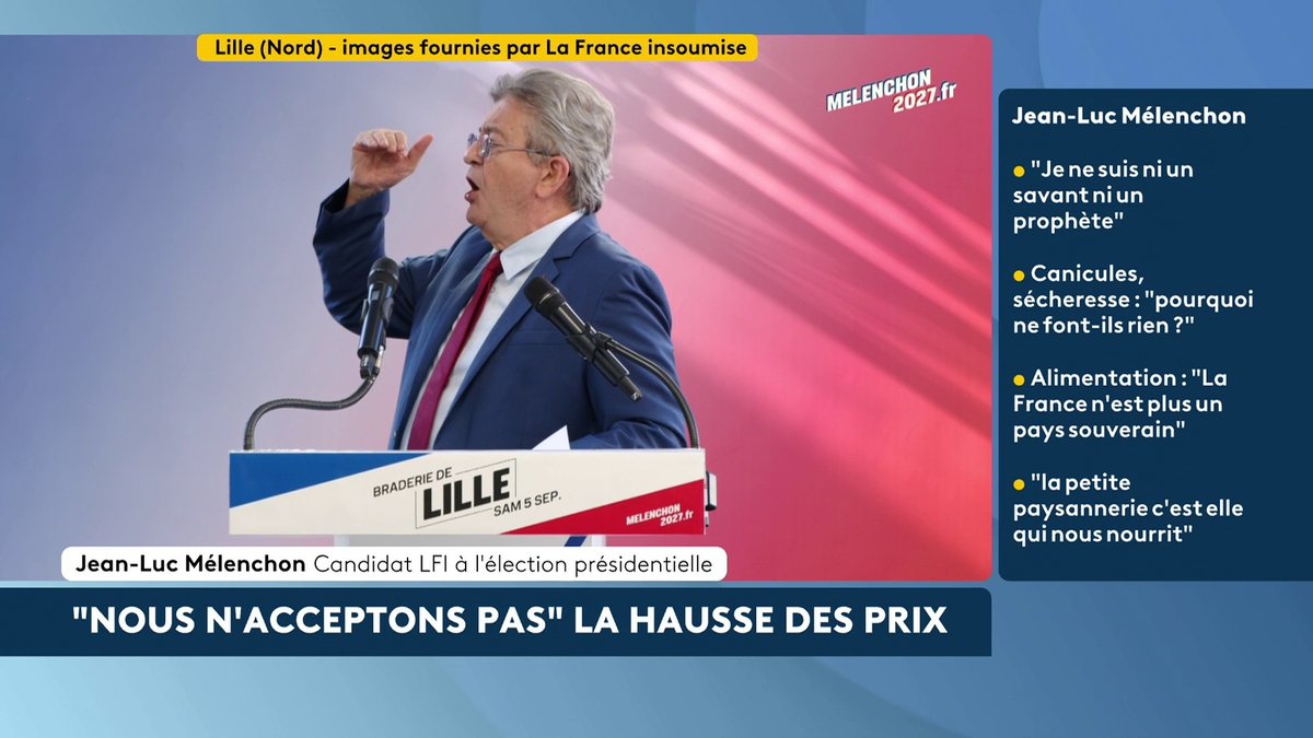 🔴 🗣 "Il faut que notre pays dispose d'un moyen de décréter l'état d'urgence sociale", envisage le candidat LFI à la présidentielle Jean-Luc Mélenchon, qui assure que la "souffrance est là et a le droit d'être dite". #canal16