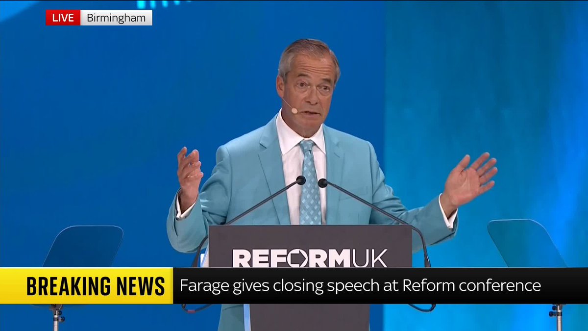 "Sometimes we will make mistakes. Sometimes we will get things wrong." Speaking at the Reform UK conference, leader Nigel Farage says he and his party are ready to "pick ourselves up" and "start all over again". Live: 📺 Sky 501, Virgin 602 and YouTube