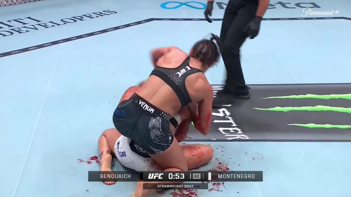 GNP straight to the RNC for France's own Delphine Benouaich! 👏 She gets the R2 submission today in her UFC debut! [ #UFCParis | LIVE on @ParamountPlus ]