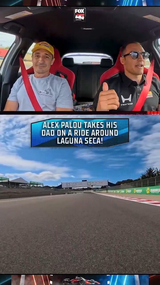 Proof that having kids means doing things you never signed up for. 😂 Alex Palou Montalbo takes his dad on a wild ride around Laguna Seca.