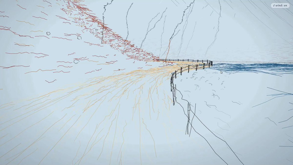 I dare you to recreate this!! Made by Gemini 3.8 Flash.. Just told it that make me a beachfront scenery path with mountains on the other side made only with random strokes of lines. this is so abstract and honestly impressive Gemini 3.8 Flash is goated in making abstract art!