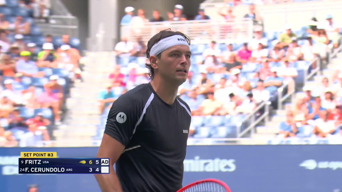 Taylor Fritz is still scorching hot. He leads Cerundolo 6-3, 6-4 on Ashe!
