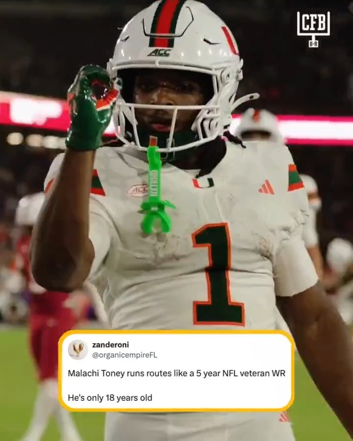 Malachi Toney is torching defenses at 18 YEARS OLD 🤯 First-round pick loading? 👀 (🎥: mediabyrome/IG, h/t zanderoni) #cfb #collegefootball #ncaafootball #miami #malachitoney