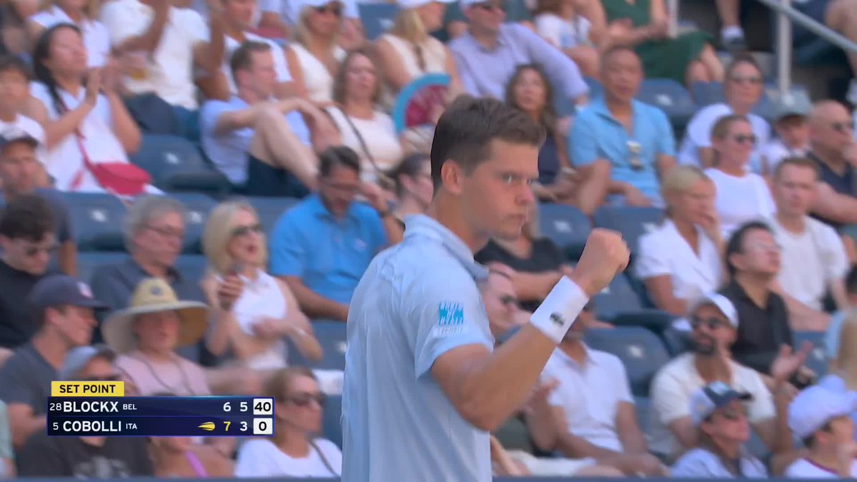 Now THAT’S how you level it! Blockx fires a stunning winner to take the second set and make it one apiece on Armstrong.