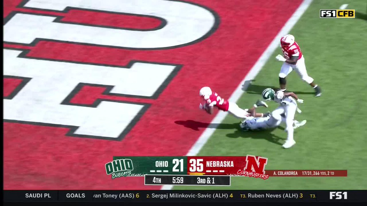 HAT TRICK JAMAL RULE 🎩 The Nebraska Football freshman punches in for his third TD of the day 👏 Watch on FS1