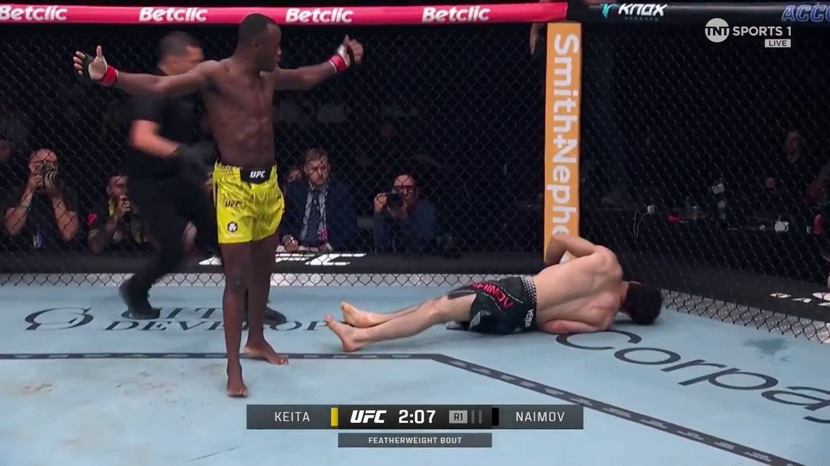 IT'S A WALK-OFF 🚶 Losene Keita KOs Muhammad Naimov in the very FIRST round! ☝️ #UFCParis | Stream TNT Sports on HBO Max