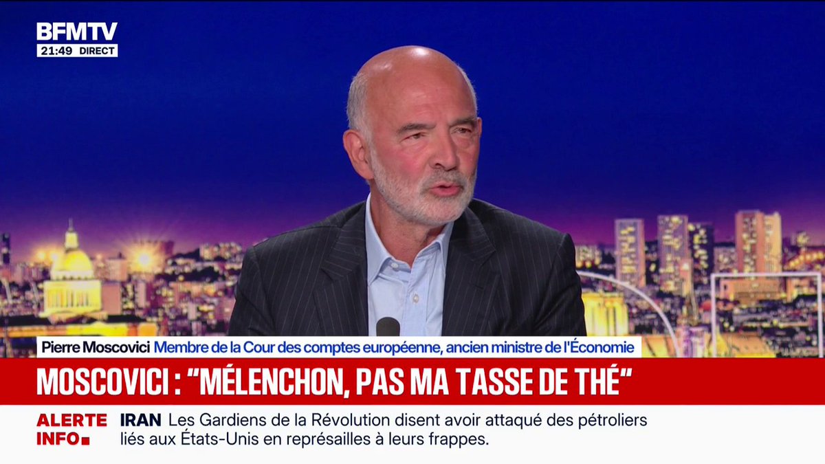 "Jean-Luc Mélenchon n'est pas tout à fait ma tasse de thé", explique Pierre Moscovici, membre de la Cour des comptes européenne