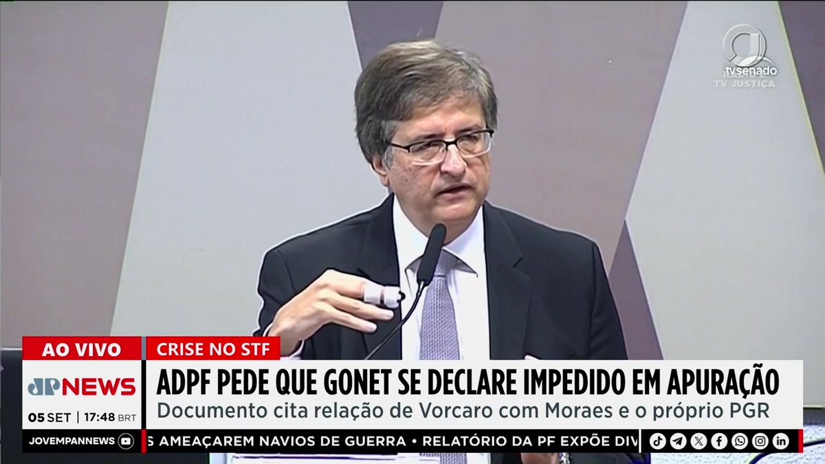ADPF pede impedimento de Gonet em apuração que envolve STF e PGR 📺 Confira na JP News 👉 #FastNews