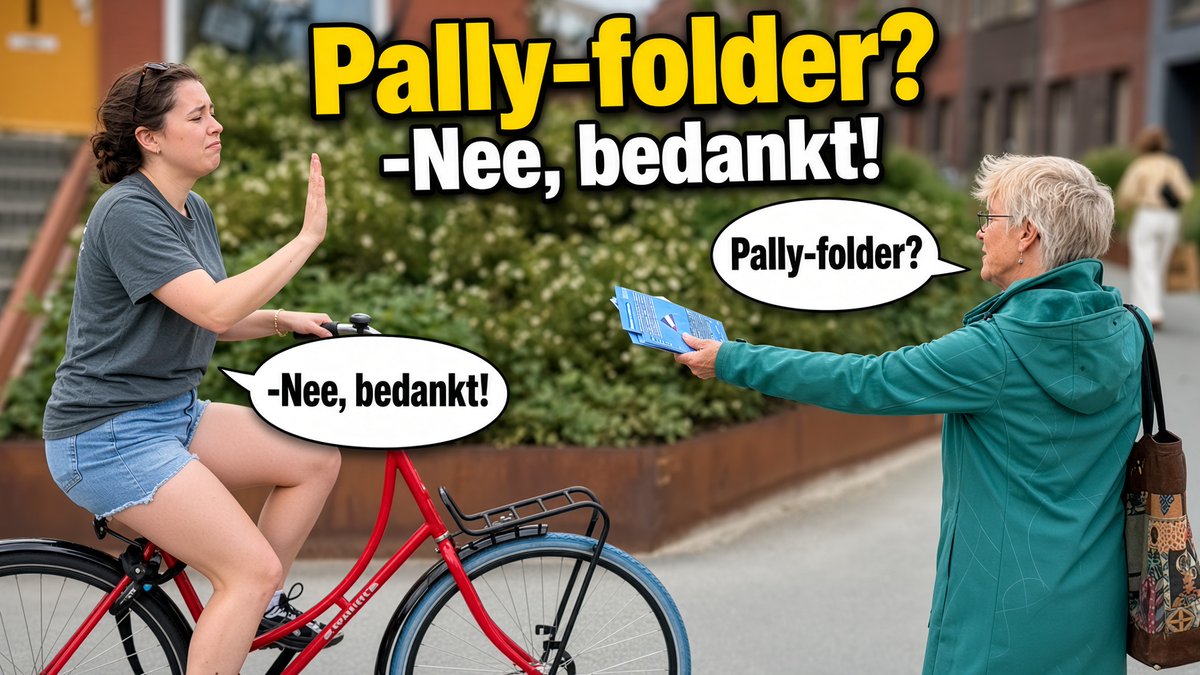 Het flyeren voor Gaza gaat niet echt van een leien dakje. Veel animo is er niet, maar door vlak voor passerende fietsers te stappen wordt er toch wanhopig geprobeerd de folders te slijten. "Woah!"