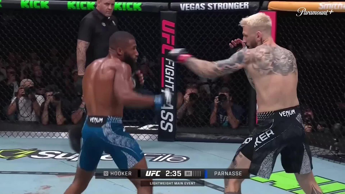 WORLD CLASS. 🌎 Salahdine Parnasse made a STATEMENT earning the TKO over Dan Hooker! [ #UFCParis | LIVE on @ParamountPlus ]