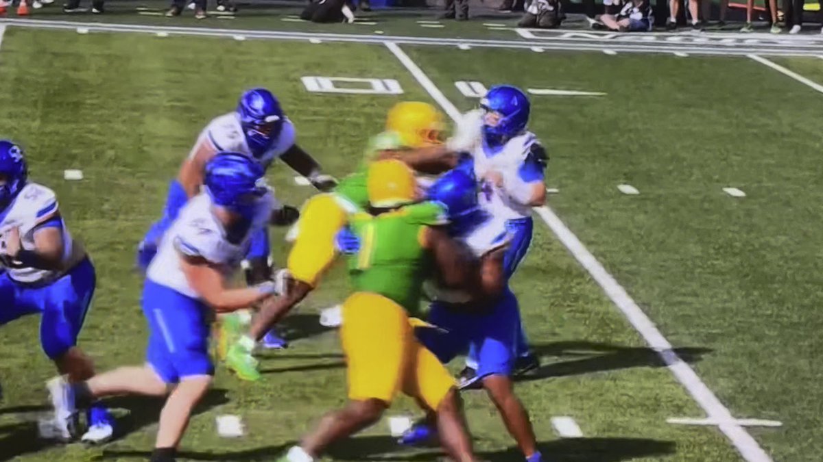 Textbook roughing the passer on Oregon that wasn’t called here.