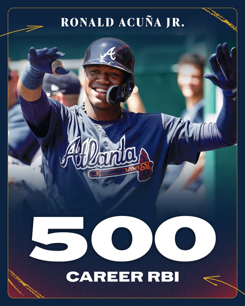 A 4️⃣5️⃣0️⃣ ft blast 🤝 500 career RBI Ronald Acuña Jr. | #BravesCountry