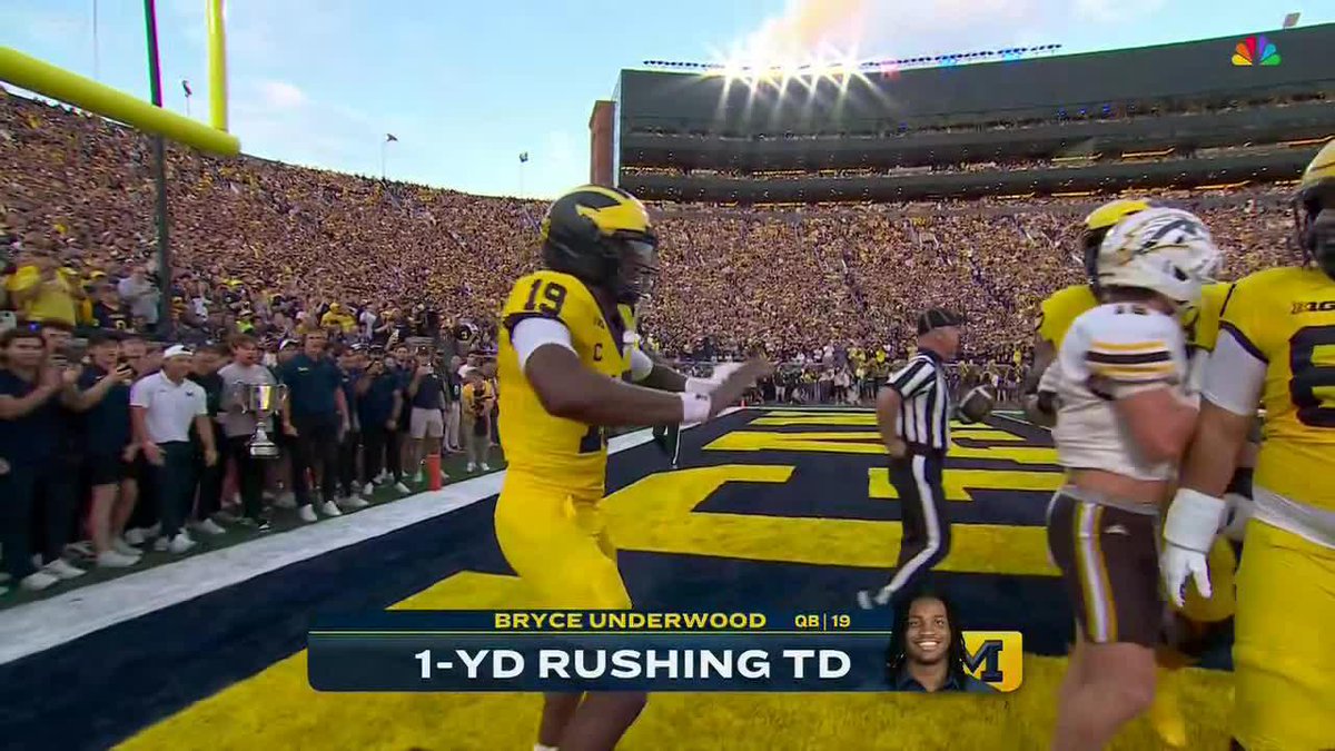 Bryce Underwood punches in Michigan Football's first TD of the season 〽️ The Wolverines are looking good in the all-Maize! Watch on NBC