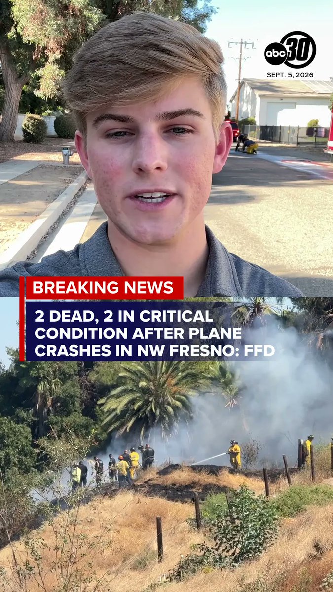 🚨🇺🇸 BREAKING: 2 dead and 2 in critical condition after a small plane crash in NW Fresno, CA, near Sierra Sky Park. No word yet on the cause. Writer: Jamie