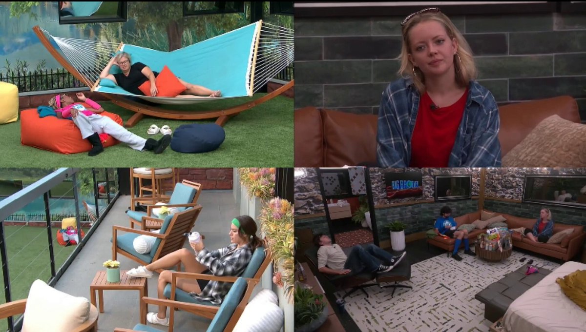 🎧Drew checks in HOH, Drew "I'm actually rooting for Devens" Melody "Of course you are" Drew says he just wants Dee gone. Melody says since when? Drew wants Dee to go instead of Devens, Melody wants Devens gone, Barrett agrees by the way Devens is acting. Drew backs off and says they'll do that then #bb28 Yash comes in to thank Barrett for picking him to play. Devens & Dee on the balcony.