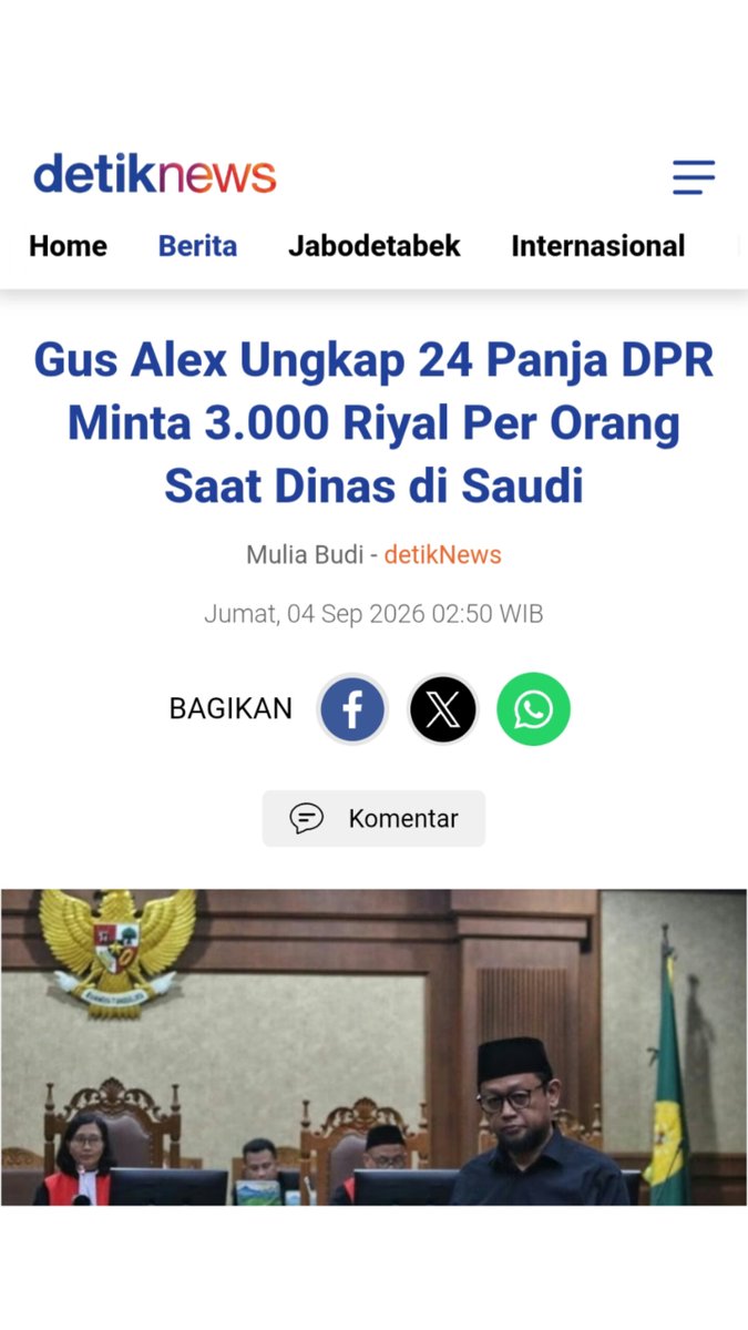 PANJA DPR RI: KORUPTOR YANG SESUNGGUHNYA? Fakta persidangan perkara dugaan korupsi tata kelola penyelenggaraan ibadah haji mengungkap dugaan 24 anggota Panja meminta dan menerima uang, bahkan muncul keterangan soal permintaan uang dari perusahaan katering. Jika benar dan terbukti, ini bukan sekadar pelanggaran etika,ini pengkhianatan terhadap amanah rakyat. Yang harus dibongkar bukan cuma siapa yang memberi, tetapi siapa yang meminta, menerima, dan memerintahkan. ⚠️ KPK jangan berhenti di hilir. Bongkar sampai ke aktor yang sebenarnya! ⚠️