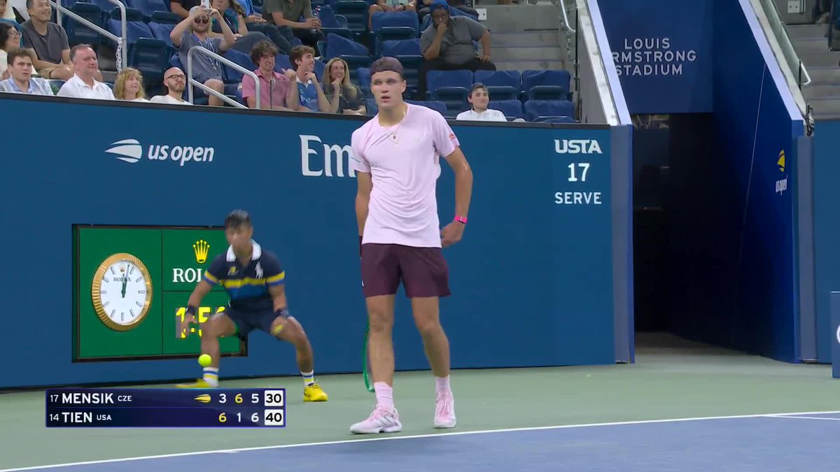 How did he get this!? Jakub Mensik takes the third set after a tiebreak that included this gem.
