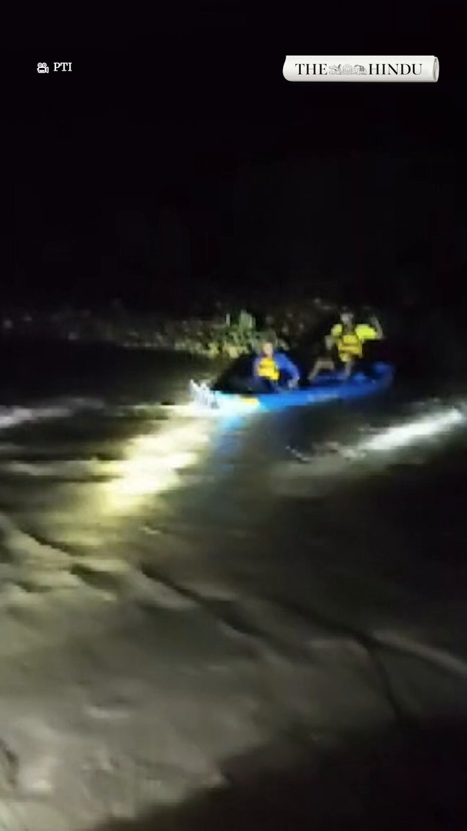 #Watch | The State Disaster Response Force (SDRF) carried out a rescue operation in Uttarakhand’s Champawat district, saving three people stranded across the swollen Huddi river amid heavy rainfall and rising water levels. Video: PTI