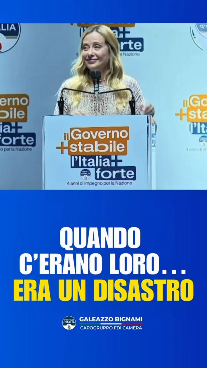 Ma invece di dare lezioni, la sinistra, quando era al governo, non poteva risolvere tutti i problemi dell’Italia, invece di ridurla come l’ha ridotta? Meno male che c’è Giorgia #Meloni 🇮🇹