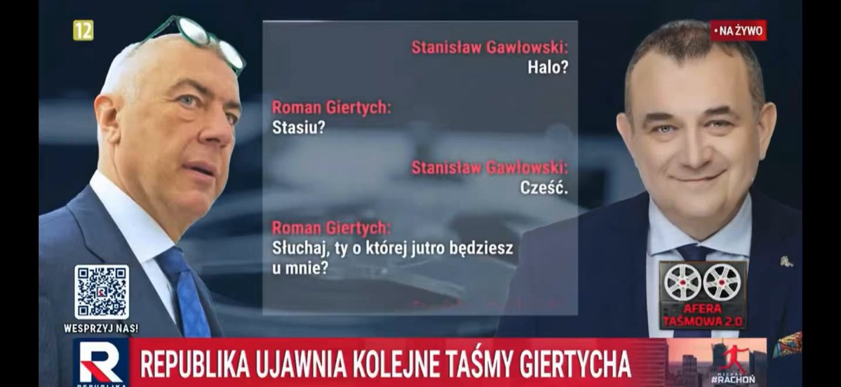👉Roman Giertych prowadzi Krala w sprawie #Zonda w imieniu służb Donald Tusk. Wczoraj Donald Tusk rzucał w stronę naszej stacji brudne sugestie oparte na kłamstwach szefa #Zonda. 👉Dzisiaj Kamil Dziubka 🟡🇵🇱🇺🇦 (z Onetu) publikuje tekst w którym sugeruje, że szef Telewizja Republika 🇵🇱 #włączprawdę Tomasz Sakiewicz (Tomasz Sakiewicz) jest „Panem X” z przemówienia Tuska a więc można wnioskować, że Sakiewicz ma trafić do więzienia. 🎙️Telewizja Republika 🇵🇱 #włączprawdę rok temu opublikowała nagranie pokazujące jak Giertych i Stanisław Gawłowski traktują „Kamila z onetu”.