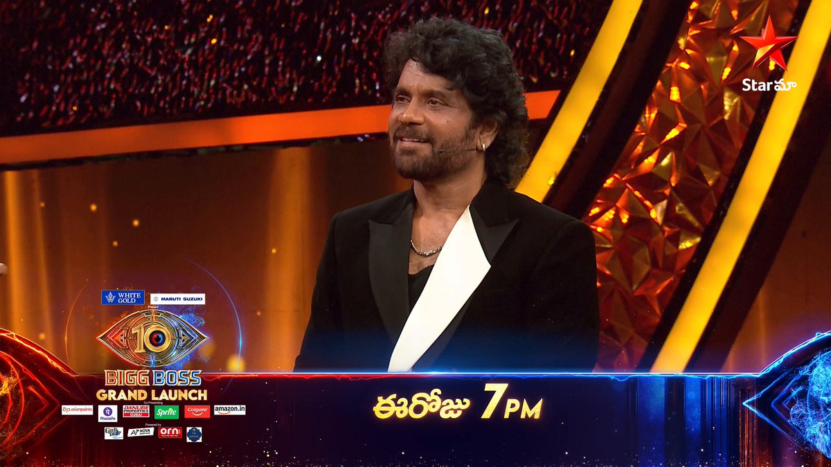 BIGG BOSS Season 10, Dasavatharam is ready to ROAR! 🔥 The Supreme King Nagarjuna is ready to open the doors to the magical world of BIGG BOSS! 👁️🐦‍🔥 Get ready for the BIGGEST Grand Launch! Don’t miss the #BiggBossSeason10 Grand Launch Today at 7 PM, only on #StarMaa
