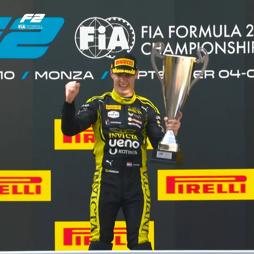 Duerksen completes the double at Monza 😮💨🥇🥇 Sprint Race success was followed by Feature glory for the Paraguayan 🇵🇾 #F2 #ItalianGP Joshua Dürksen 🇵🇾