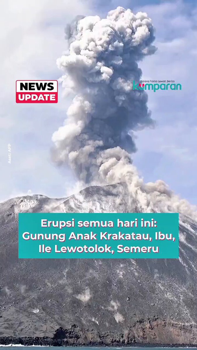 Sebanyak empat gunung api di Indonesia erupsi hari ini, Minggu (6/9). Keempat gunung api itu di antaranya Gunung Anak Krakatau di Perairan Selat Sunda, Gunung Semeru di Jatim, Gunung Ibu di Maluku Utara, dan Gunung Ile Lewotolok di Nusa Tenggara Timur (NTT). Dari keempat gunung tersebut, Gunung Anak Krakatau erupsi sejak Jumat (4/9) malam. Sampai dengan hari ini, sebaran abu vulkanik menyebar sampai Banten, sebagian Jawa Barat, Jakarta, Bengkulu dan Lampung. Gunung Ile Lewotolok pun mengalami serangkaian erupsi dalam 48 jam terakhir. Letusan terkuat terjadi hari ini, sekitar pukul 06.41 WITA dengan ketinggian kolom abu mencapai 600 meter dari atas puncak. Sementara itu, Gunung Semeru di Jawa Timur yang erupsi hari ini sekitar pukul 07.51 WIB, tinggi kolom abu mencapai 1.000 meter di atas puncak. Lalu, Gunung Ibu di Maluku Utara, ketinggian kolom abu letusan mencapai sekitar 400 meter di atas puncak. 📸: Dok. AFP. ⁠ Baca selengkapnya dengan klik link di bio. Cari tahu berita update lainnya dengan download aplikasi kumparan di App Store atau Google Play.⁠ ⁠ 📝: newsupdate | update | news | vidol | R169 | E023 #bicarafaktalewatberita #kumparan