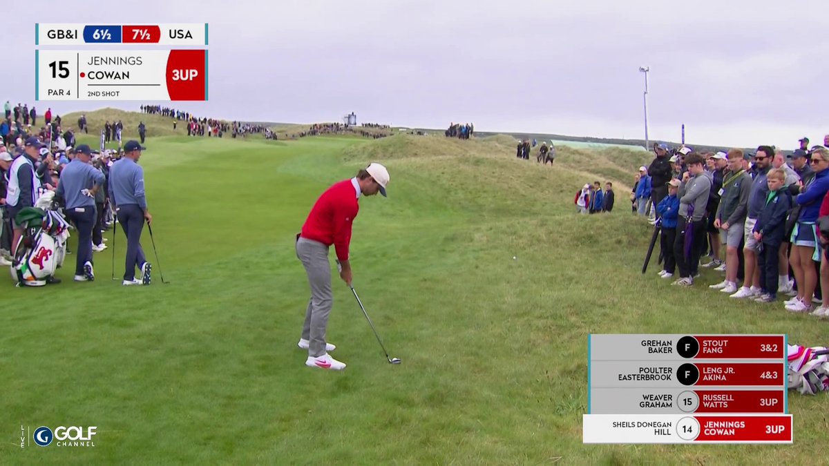 Ryder Cowan cuts it back toward the flag to seal a 4&amp;3 win for the U.S. 🎯🔥