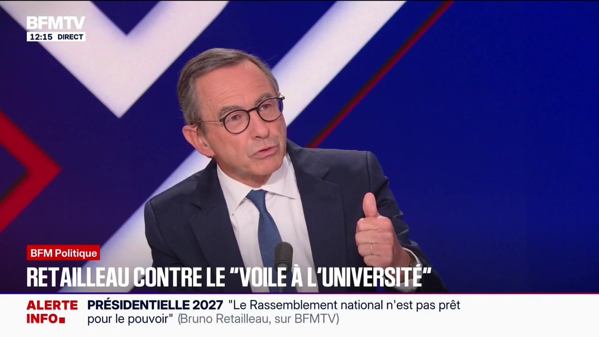 Bruno Retailleau, candidat “Les Républicains” à l’élection présidentielle souhaite interdire le voile à l’université