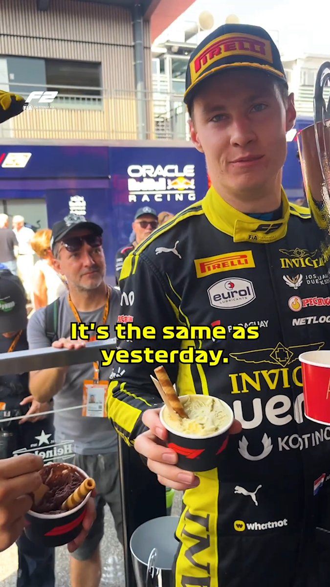 Two wins and two ice creams 🍦🍦 Joshua Dürksen 🇵🇾 really went for the double scoop this weekend 😋 #F2 #ItalianGP