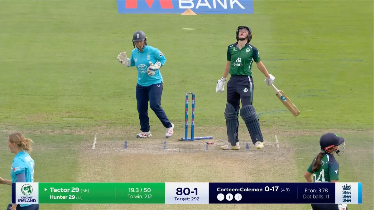 GONE! ❌ Tilly Corteen-Coleman picks up England's second wicket 🏴󠁧󠁢󠁥󠁮󠁧󠁿