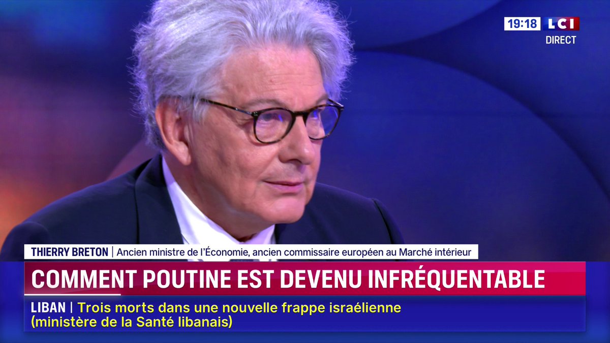 🗣️ "Poutine n'a qu'un seul objectif : détruire l'Europe", estime Thierry Breton 📺 Darius Rochebin