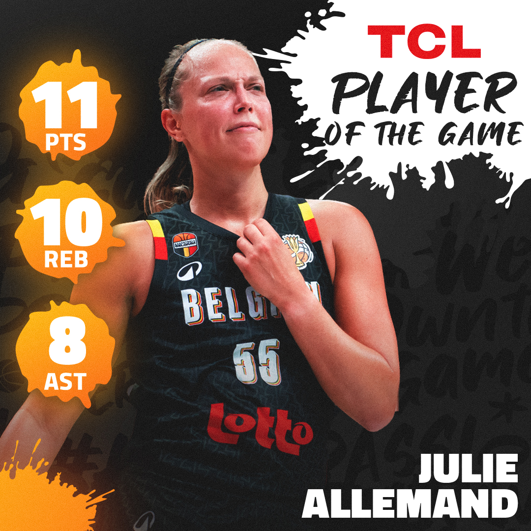 ALL AROUND JULIE ALLEMAND. Two assists shy of a triple double 🔥🇧🇪 #FIBAWWC 📊 11 PTS | 10 REB | 8 AST | 2 STL
