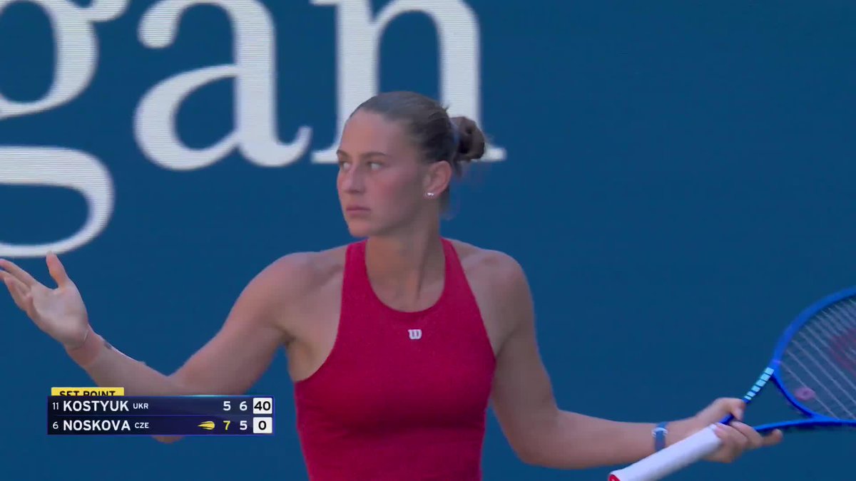 What just happened?! 🤷♀️ From two match points down on Noskova's serve, Marta Kostyuk snatches the second set 7-5!